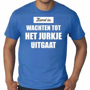 Grote maten kerst is: wachten tot het jurk uitgaat kerst t shirt / kerst outfit blauw voor heren